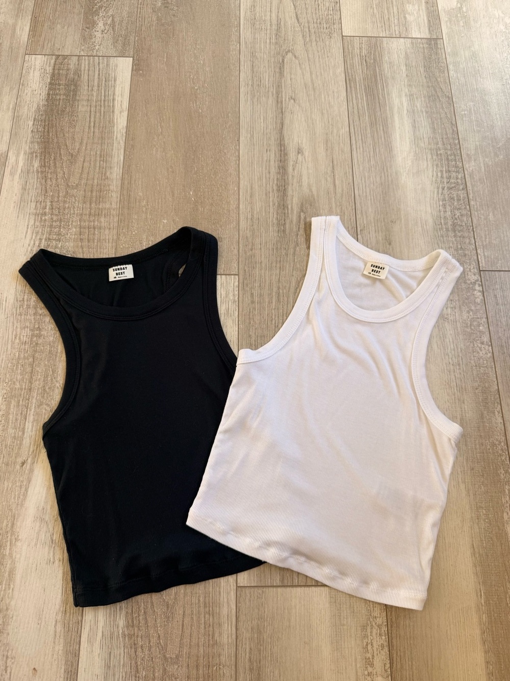 Aritzia Sunday Best Ribbed Tank Tops - Black & White